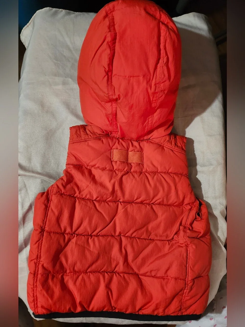 babyGAP Orange Kids Hooded Puffer Vest with Black & Charcoal Gray Hood Lining